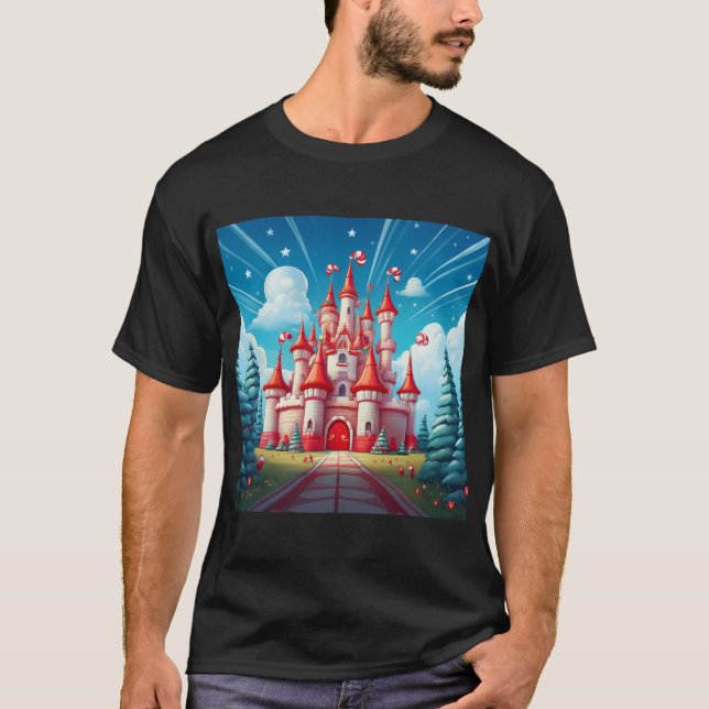 Fantasi Bild Av Ett Godisstavs Slott T Shirt (Framsida)