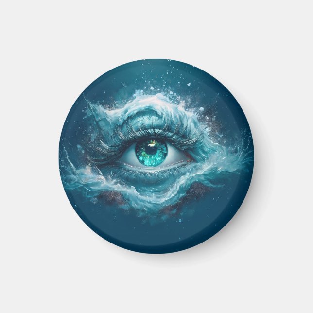 Fantasi Bild - Gamla Blå Ögon Magnet (Framsidan)