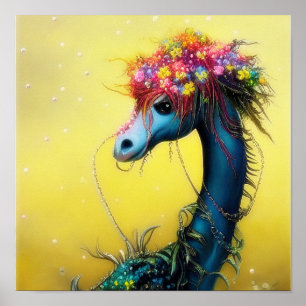 Fantasi blomdräk dragon poster