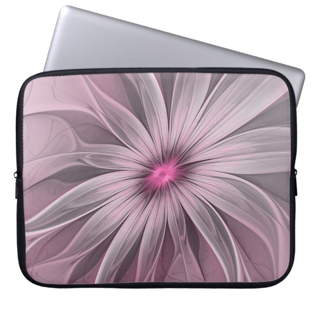 Fantasi Blomma Abstrakt Plommon Blommig Fraktal Ko Laptop Fodral (Framsidan)