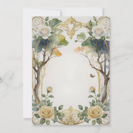 fantasi blommigt ram botaniska bröllop inbjudningar