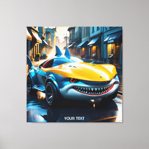 Fantasi Cute Vivid Shark Concept Car Canvastryck