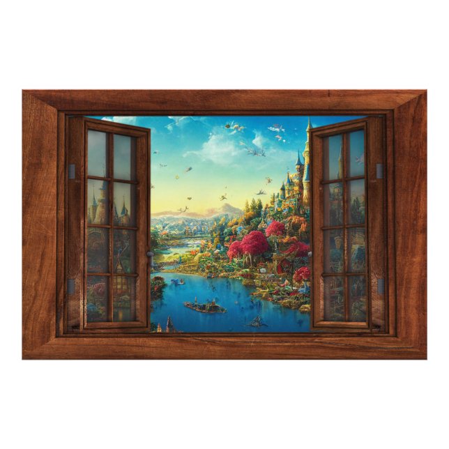 Fantasi Falskt Fönster Barn Rum Dekoration Foto Pr (Framsidan)