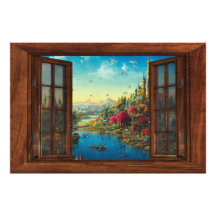 Fantasi Falskt Fönster Barnkammar Dekoration Foto 