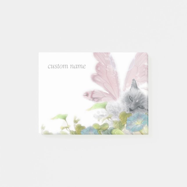 fantasi för purrfect för blommaälvakatt post-it block (Framsida)