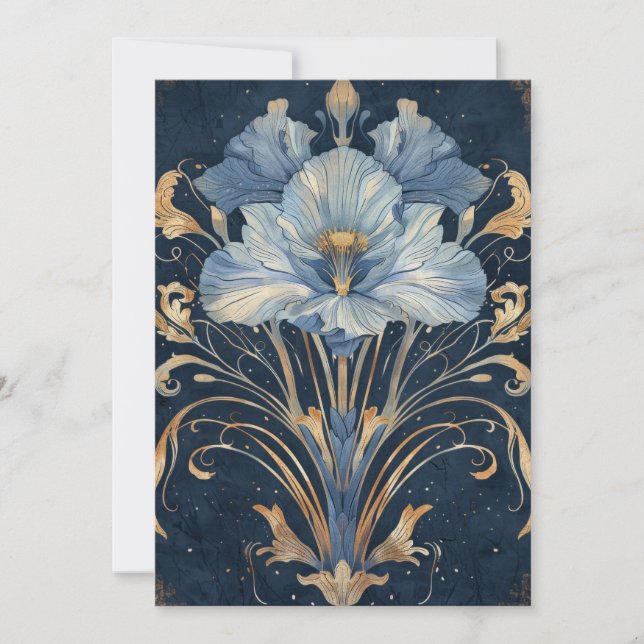 Fantasi Iris Typ Blomma Illustration Hej Platt Kort (Framsida)