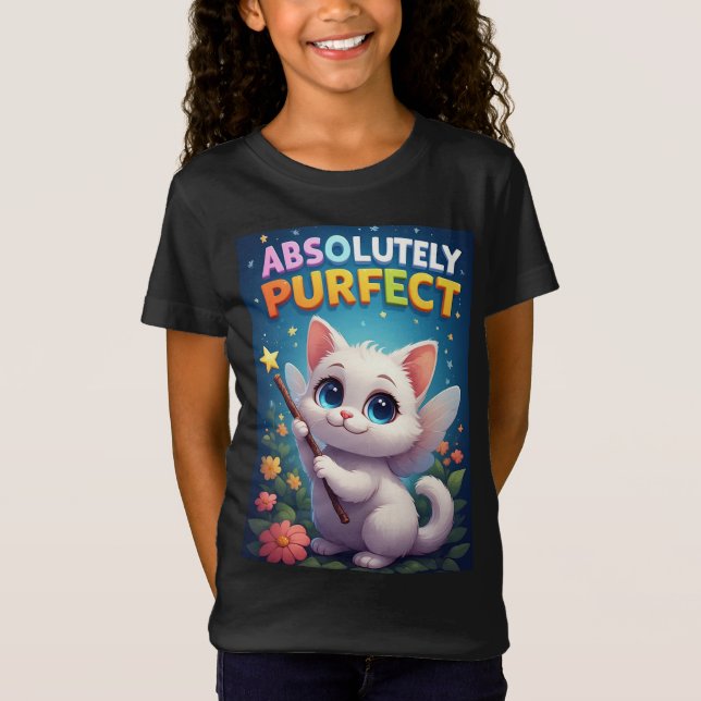 Fantasi Kattunge Med Änglavingar T Shirt (Framsida)