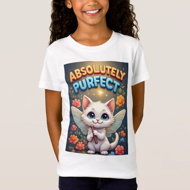 Fantasi Kattunge Med Änglavingar T Shirt (Framsida)