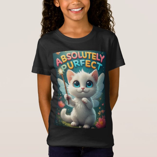 Fantasi Kattunge Med Änglavingar T Shirt (Framsida)