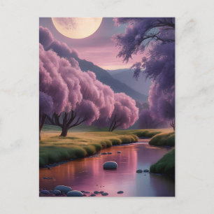 Fantasi månljust floddrömmar Illustration Vykort