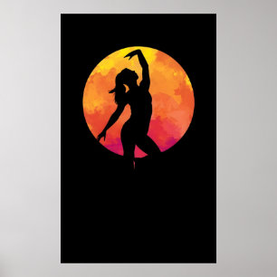 Fantasi om en flicka som dansar balett på natten u poster