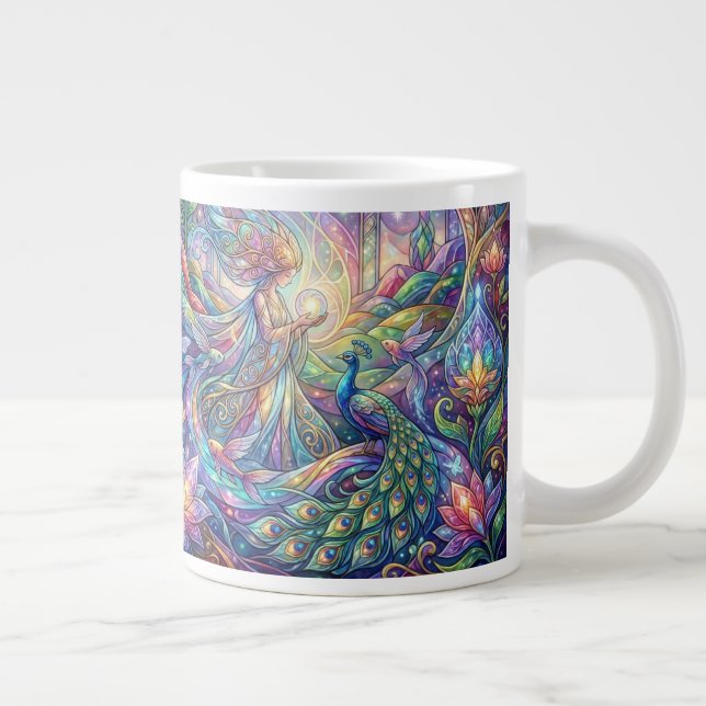 Fantasi Påfågel Kaffemugg Jumbo Mugg (Höger)