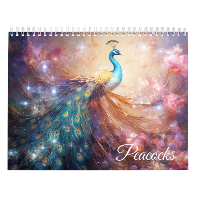 Fantasi påfåglar i abstrakt stil kalender (Omslag)
