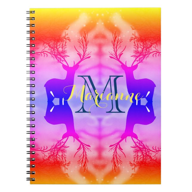 Fantasi Regnbåge Skog Dröm Hjort Anteckningsbok (Framsidan)