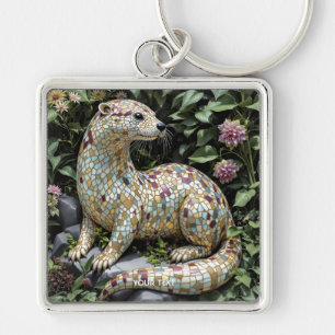 Fantasi Söt Lekfull Utter Skulptur Fyrkantig Silverfärgad Nyckelring