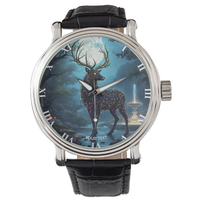 Fantasi Söt Månad Hjort Natt Armbandsur (Framsida)