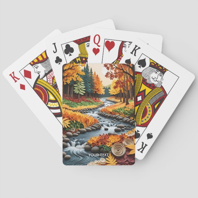 Fantasi Söt Quilling Höstlandskap Casinokort (Baksidan)