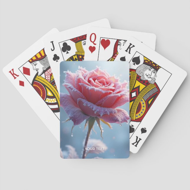 Fantasi Söt Rosa Ros Snö Casinokort (Baksidan)
