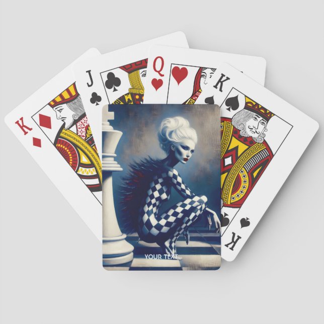 Fantasi Söt Svart Vit Dam Casinokort (Baksidan)