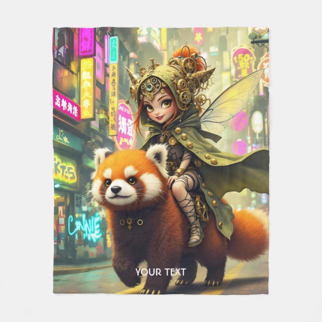 Fantasi Söt Vild Panda Åktur Fleecefilt (Framsidan)