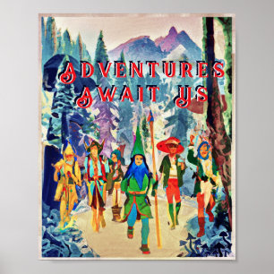 Fantasi-vänner på marschen, lägg till din text Pos Poster