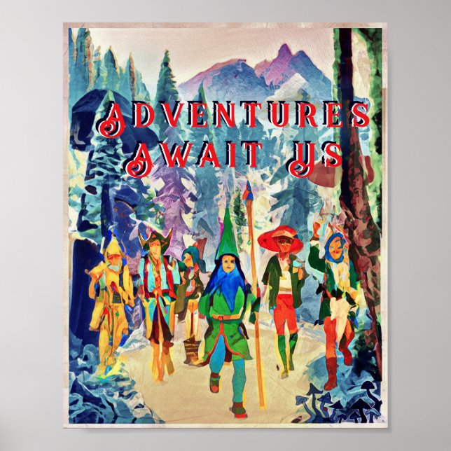 Fantasi-vänner på marschen, lägg till din text Pos Poster (Framsidan)