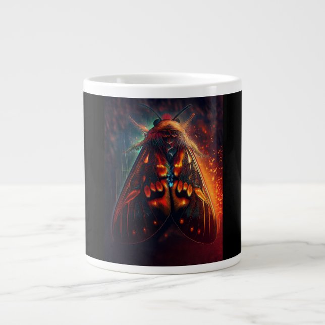 Fantasi Version Av En Clown Ansikte Tiger Moth Jumbo Mugg (Framsidan)
