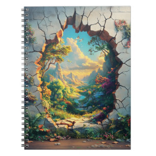 Fantasi World genom en sprucken väggdesign Anteckningsbok