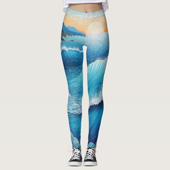 Fantasia Vatten Sjölandskap Leggings (Framsida)