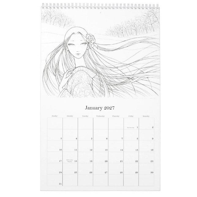 Fantasifärgläggningkalender Kalender (Jan 2027)