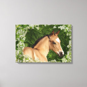 Fantasihästar: Blommor Canvastryck