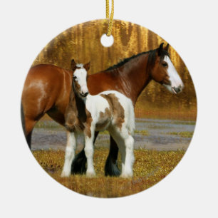 Fantasihästar: Mare & föl Julgransprydnad Keramik