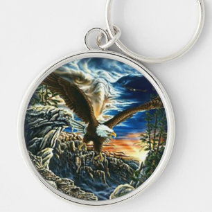 Fantasikonstörn Keychain Rund Silverfärgad Nyckelring