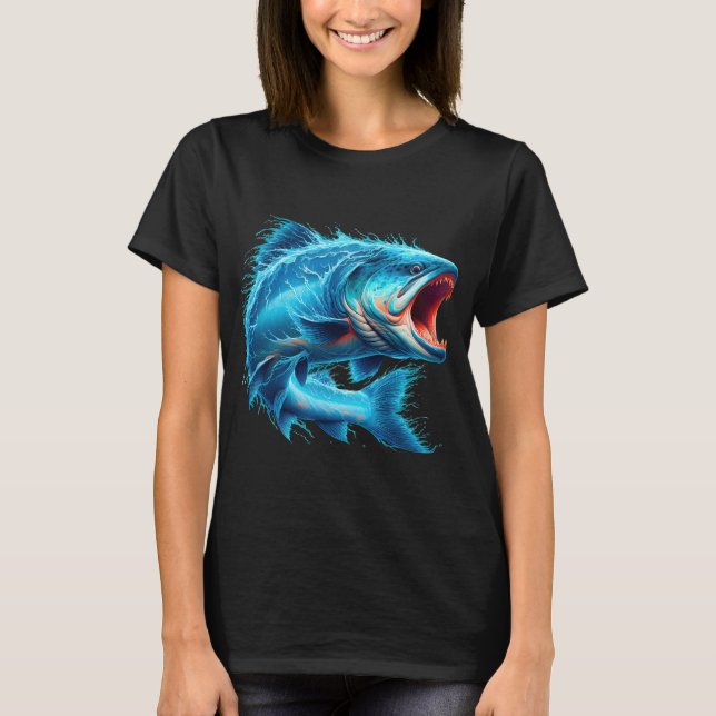 fantasinspirerad hoppande fisk med vatten t shirt (Framsida)