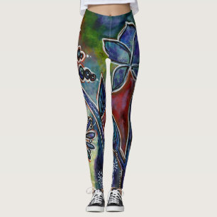 Fantasmagoric Lotus Blomsterträdgård Original Art Leggings