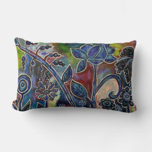 Fantasmagoric Lotus Blomsterträdgård Original Art Lumbarkudde