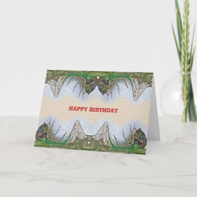 Fantasmagorical Cicada Birthday Kort (Framsida)