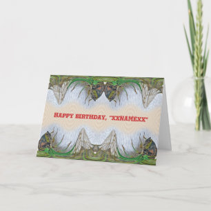 Fantasmagorical Cicada Birthday to Personalize Kort