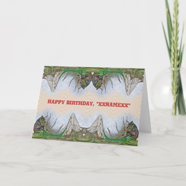 Fantasmagorical Cicada Birthday to Personalize Kort (Framsida)