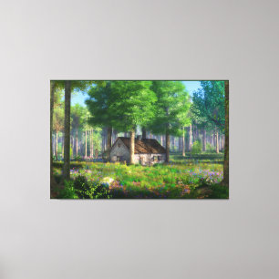Fantastes: Kanvastrycket Forest Cottage Canvastryck