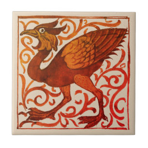 Fantastic Bird - William De Morgan Kakelplatta