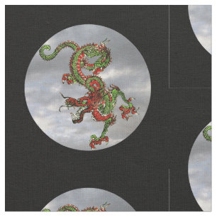 Fantastic Dragon Red och Guld v3 Tyg