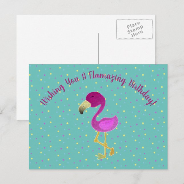 Fantastic Flamingo Helg Vykort (Fram/baksida)