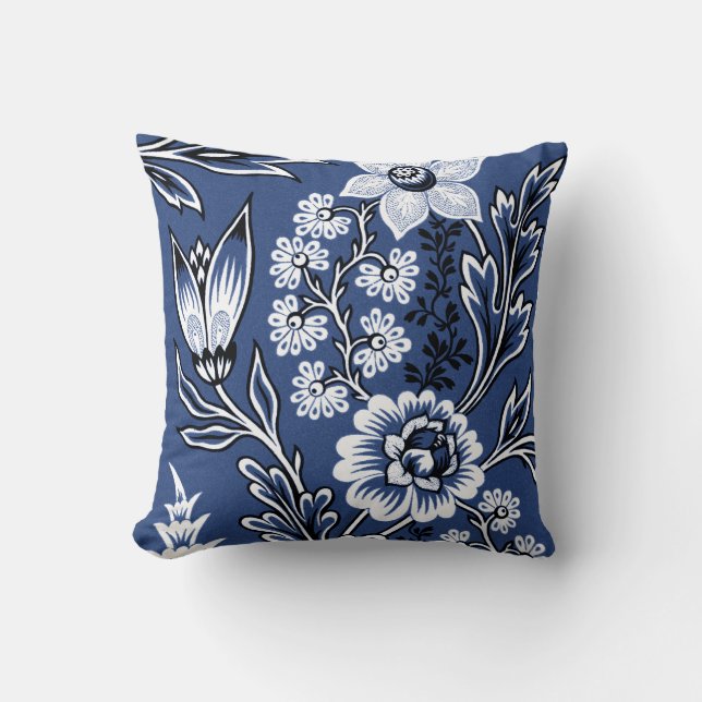 Fantastic Flowers (Blue) Fine Art Kudde (Framsida)