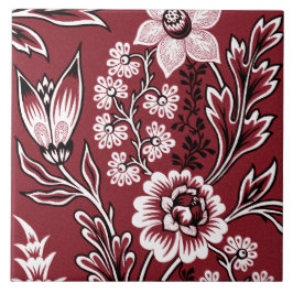 Fantastic Flowers (Maroon) Fine Art Kakelplatta