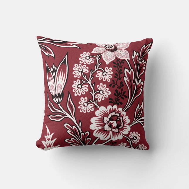 Fantastic Flowers (Maroon) Fine Art Kudde (Framsida)