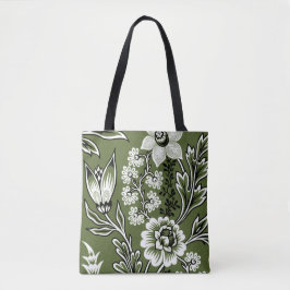 Fantastic Flowers (Moss Green) Fine Art Tygkasse