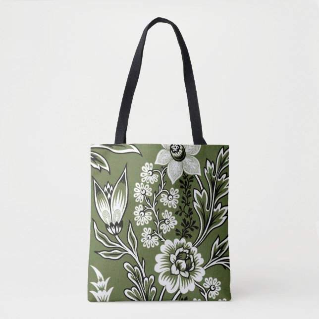 Fantastic Flowers (Moss Green) Fine Art Tygkasse (Framsida)