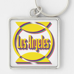 Fantastic Los Angeles 1 Keychain Fyrkantig Silverfärgad Nyckelring