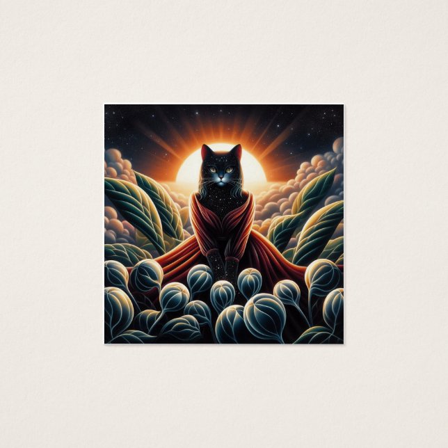 Fantastical Art: Inringad nattskiva i Himmel Fyrkantigt Visitkort (Framsida)